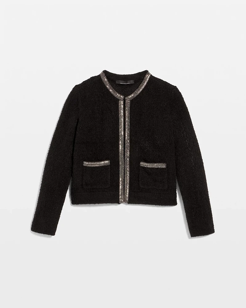 Embellished Tweed Sweater Jacket