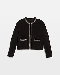Embellished Tweed Sweater Jacket
