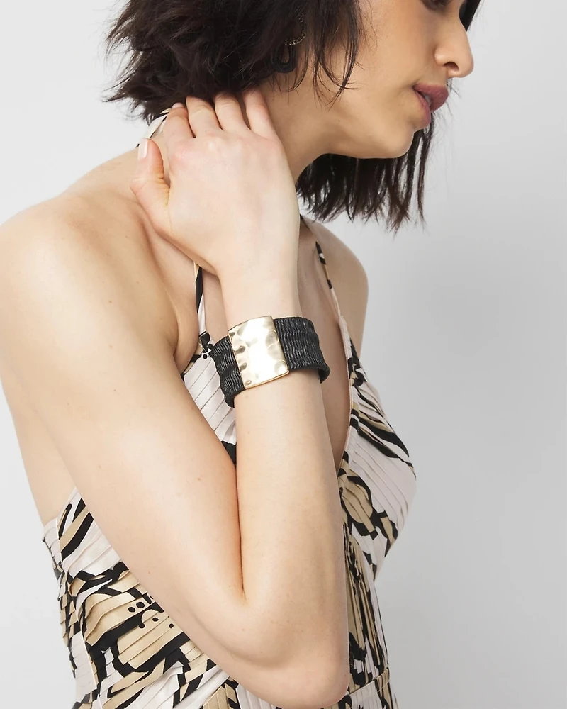 Black Raffia + Gold Cuff