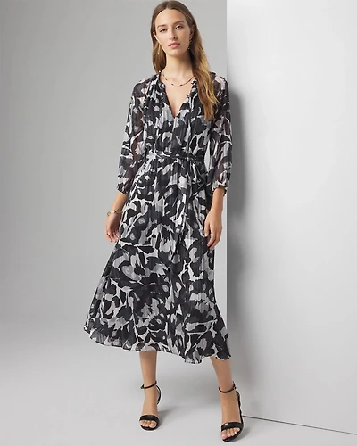 Long Sleeve Printed Midi Dress