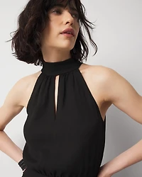 Petite Ruffle Halter Maxi Dress