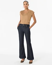Cuffed High-Rise Flare Jean