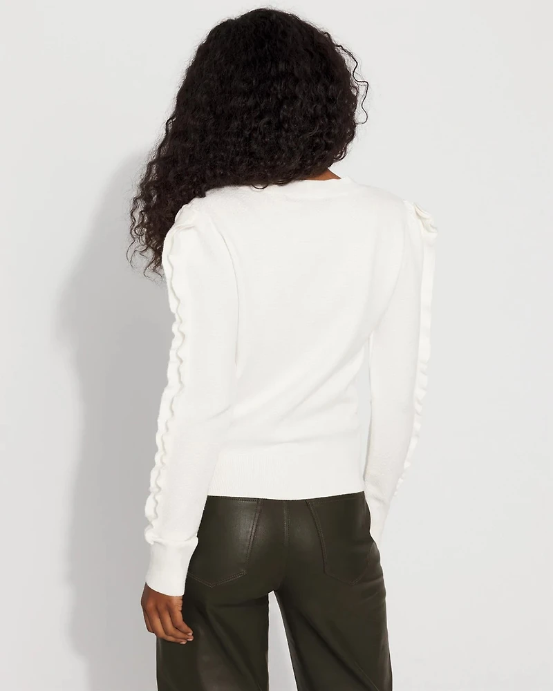 Ruffle Sleeve Pullover Sweater