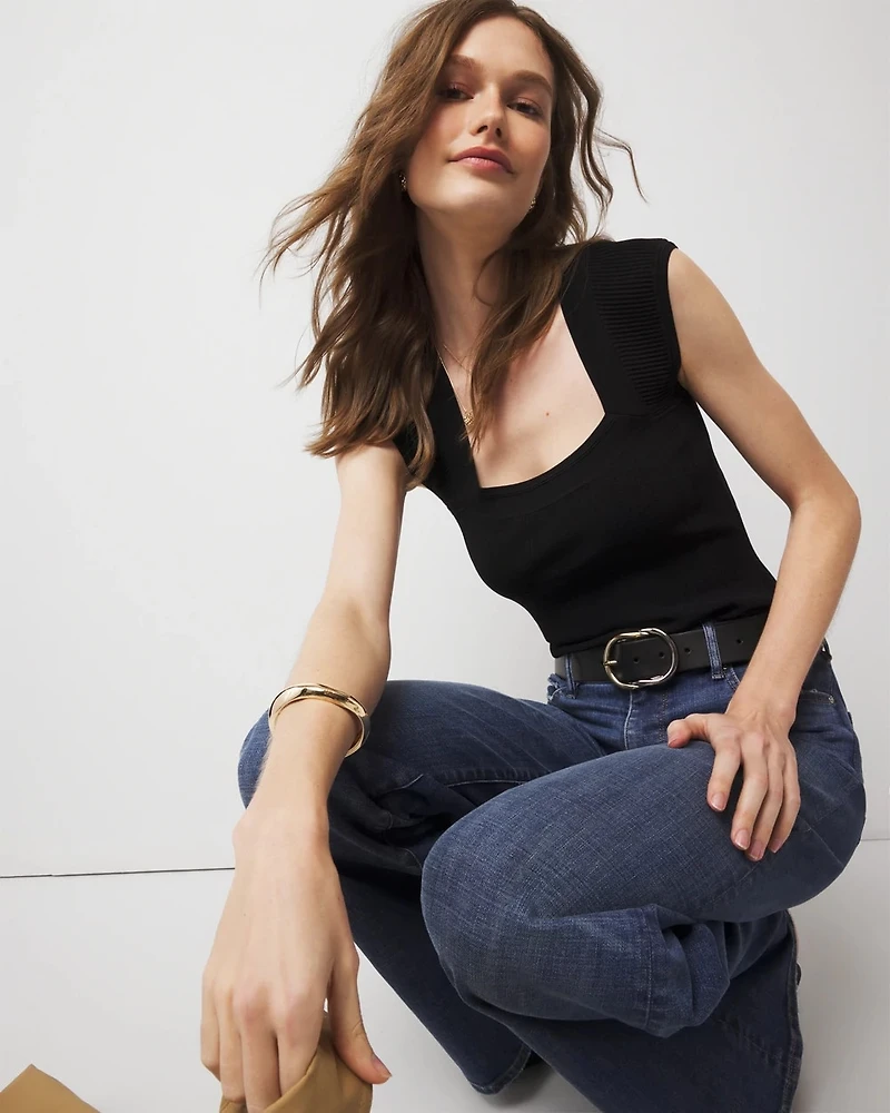 WHBMFORME™ Sculpt Stretch Cap Sleeve Sweater