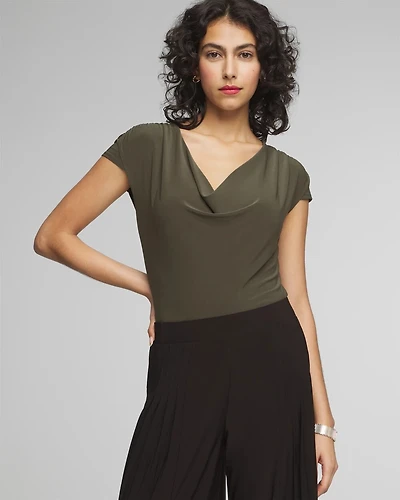 Matte Jersey Cowl Neck Shell Top