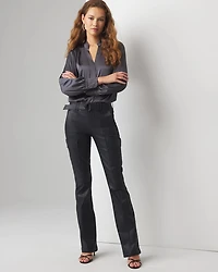 High-Rise Coated Cargo Bootcut Jean