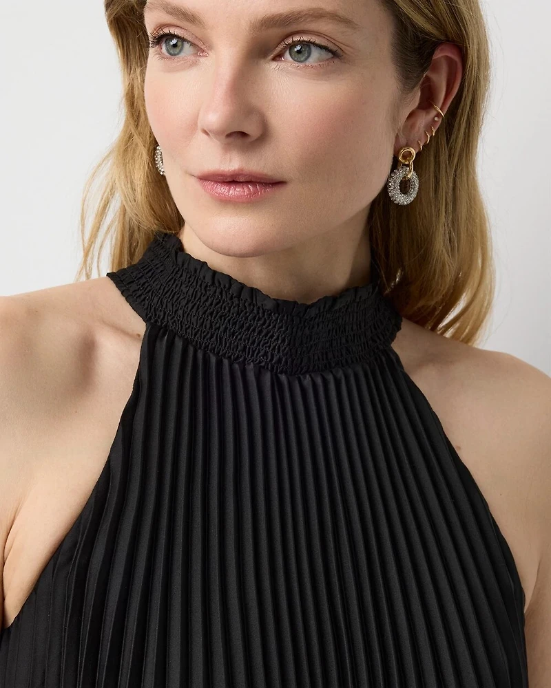 Pleated Midi Halter Dress