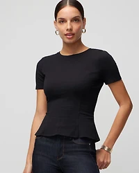Short Sleeve Seamed Peplum Tee