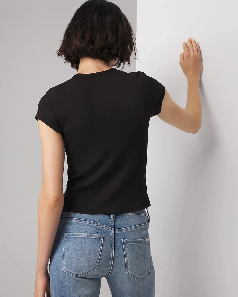 Pima Cotton Rib Short Sleeve Crew Tee