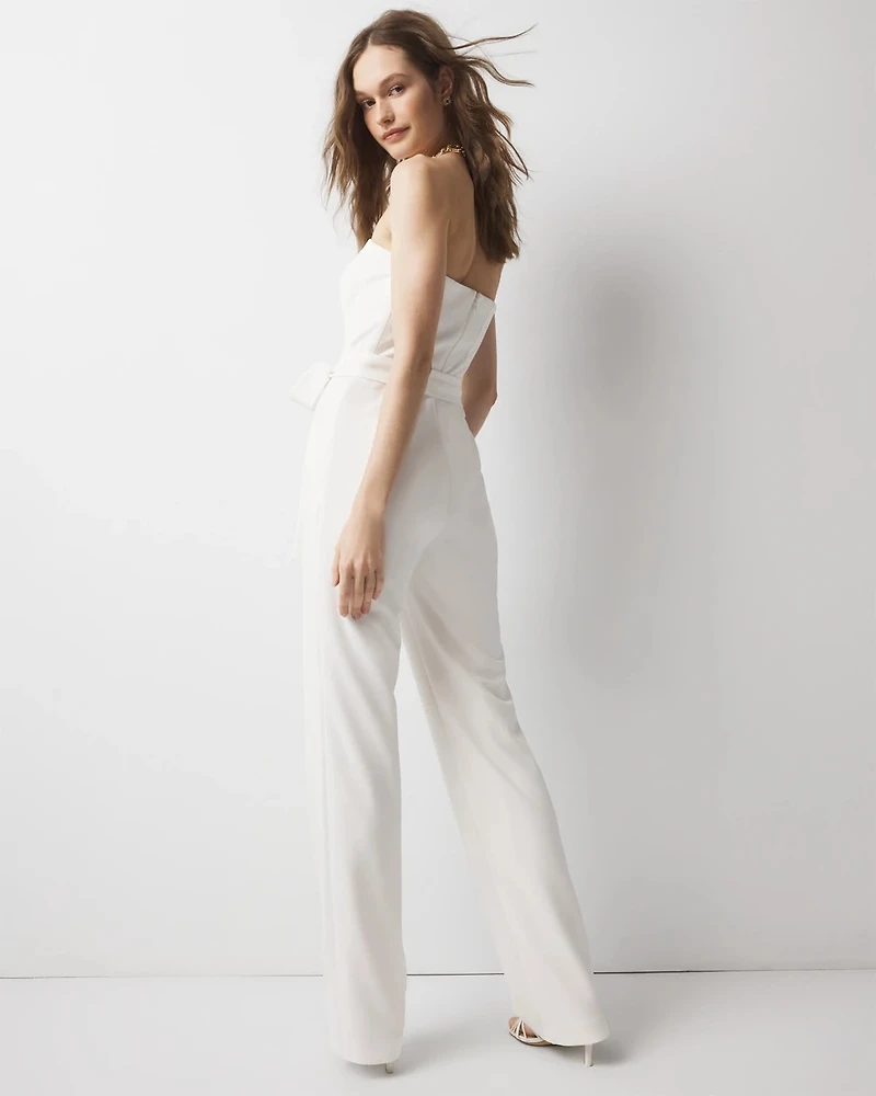 Petite Strapless Wide Leg Jumpsuit