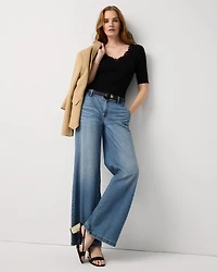 WHBM FORME™ Lace Trim V-neck Tee