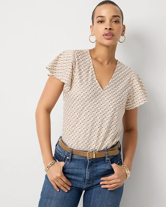 Flutter Sleeve Crepe Shell
