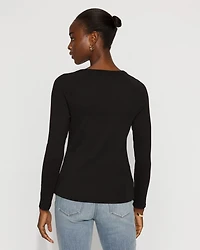 WHBM FORME™ Ribbed Stretch Button Long-Sleeve Tee