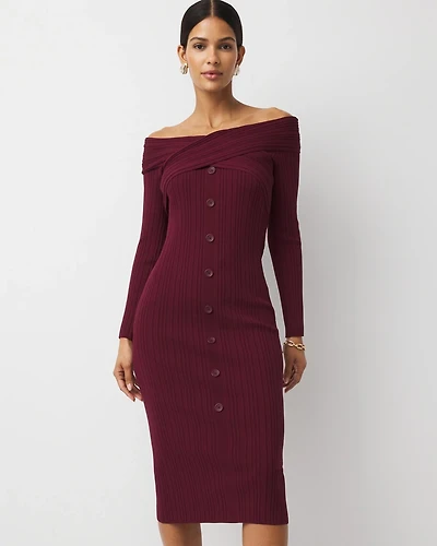 Off-The-Shoulder Sweater Dress