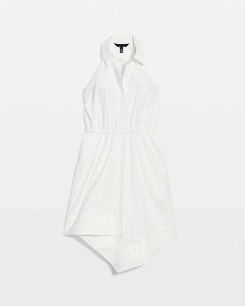Cotton Eyelet Asymmetric Dress