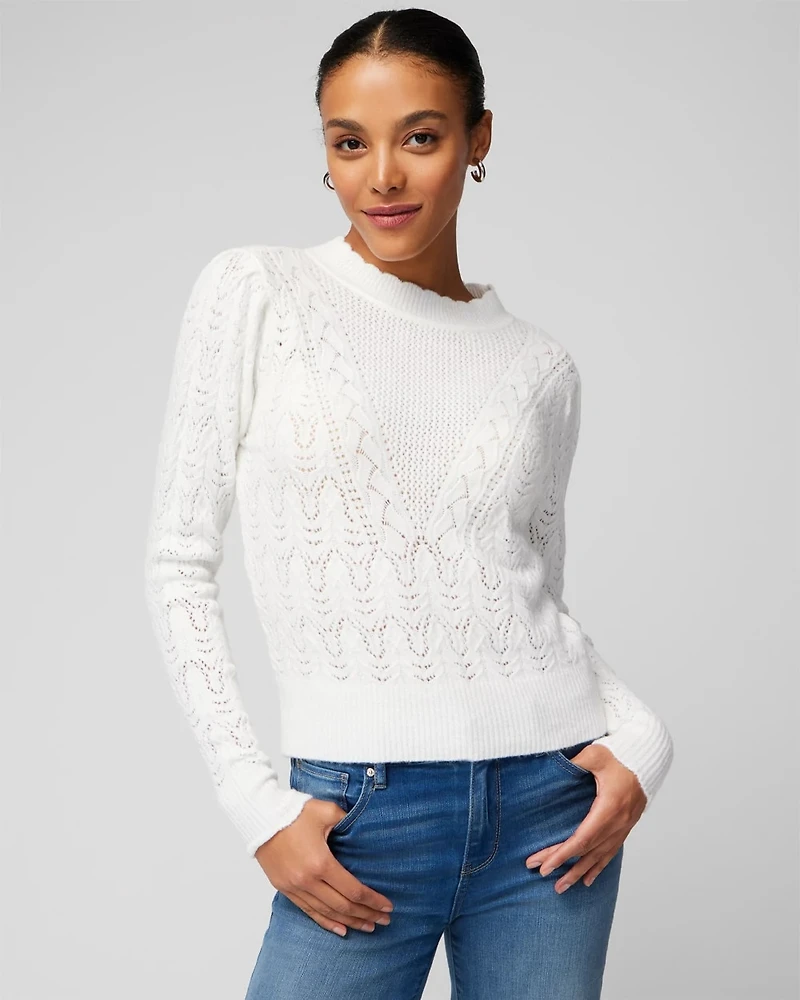 Pointelle Mockneck Sweater