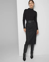 Lace Pencil Midi Skirt