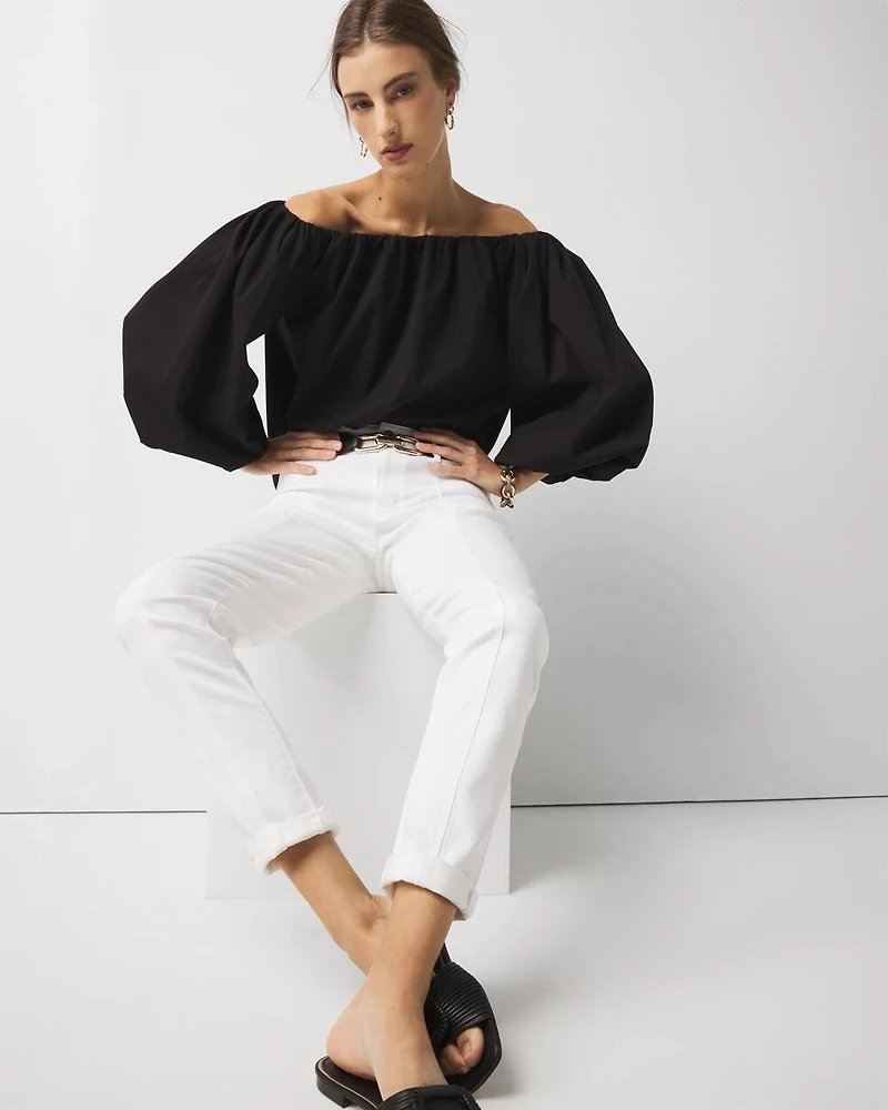 Off-the-Shoulder Drama Sleeve Blouse
