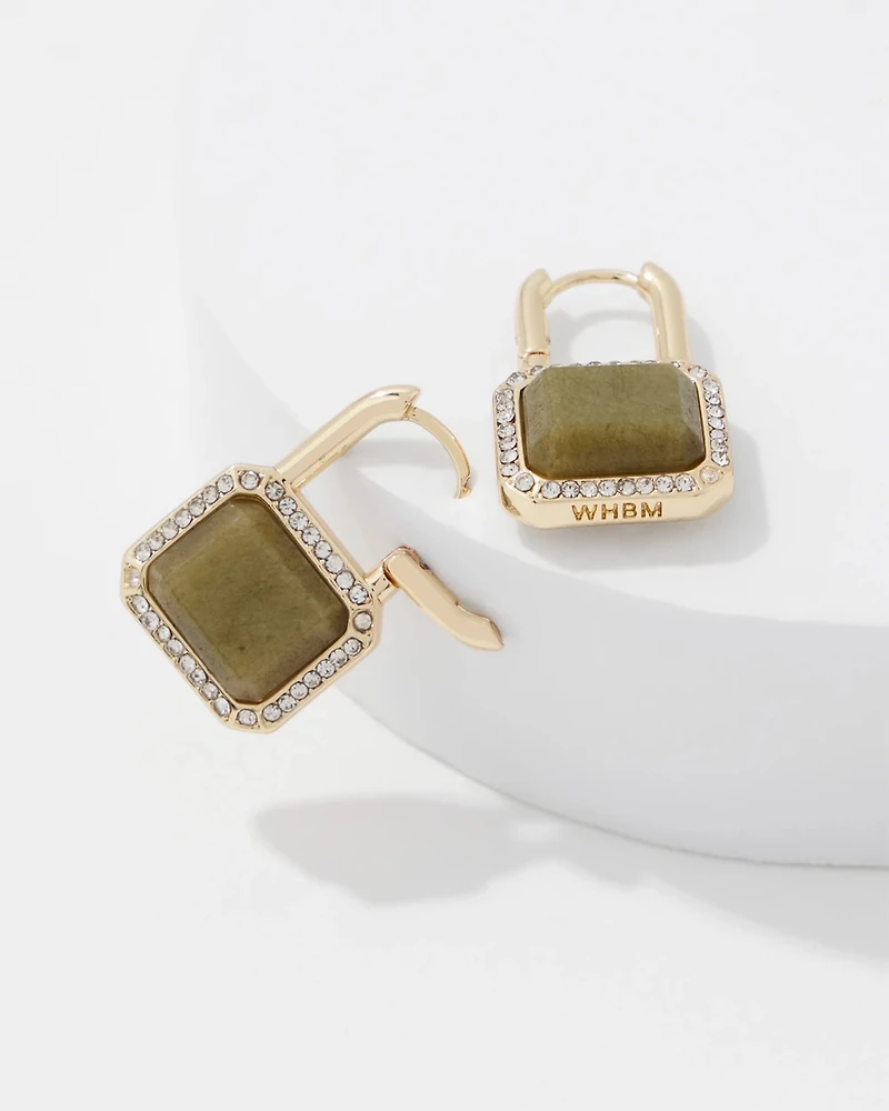 Jade Padlock Hoop Earrings