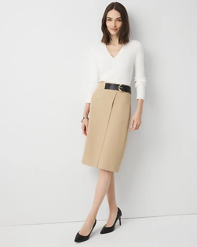 Belted Faux Wrap Skirt
