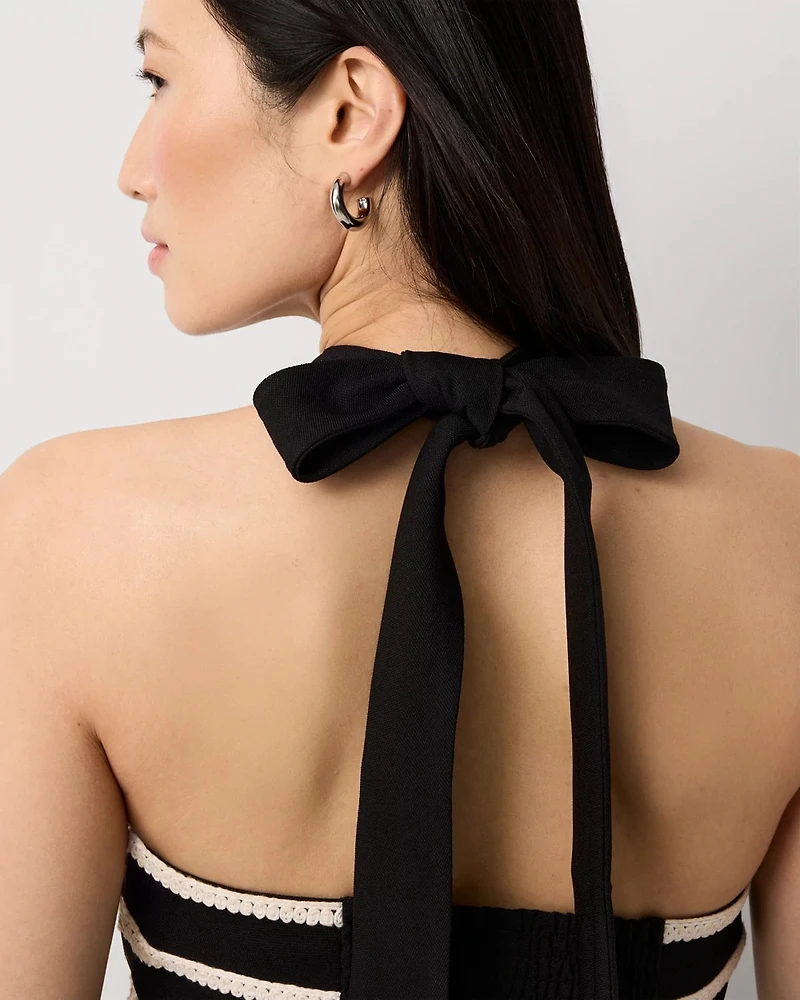 Embroidered Halter Jumpsuit