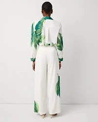 Placed Print Wide Leg Pant