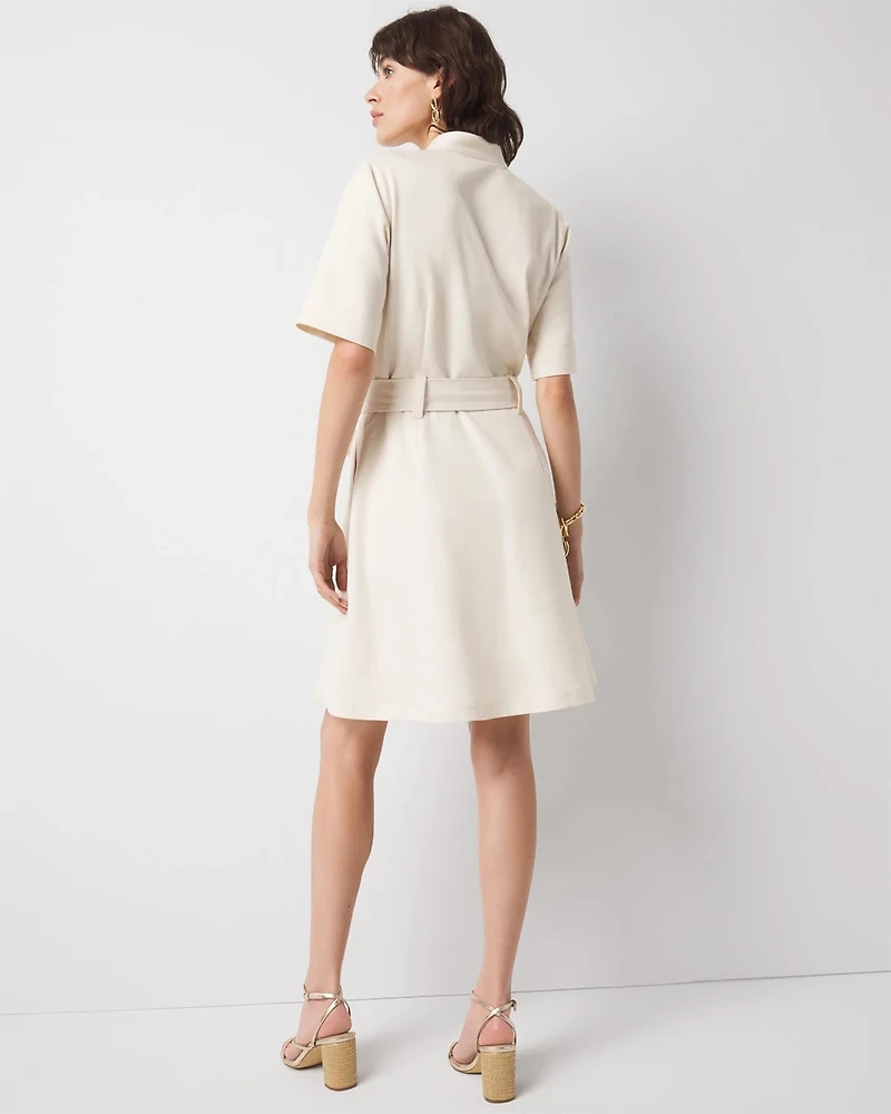 Petite Cotton Twill Tie-Belt Mini Dress