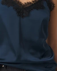 Lace Trimmed Satin Camisole