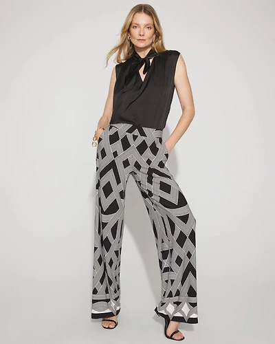 Geometric Print Matte Jersey Wide-Leg Pant