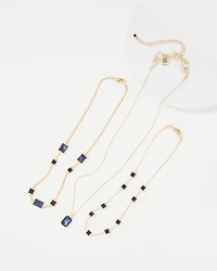 Dark Blue Glass Stones Convertible Necklace