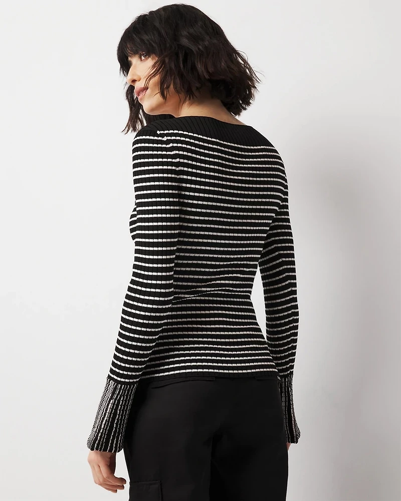 Striped Flared Cuff Sweater