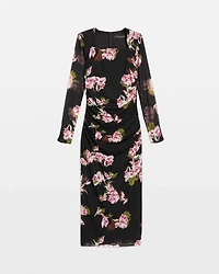 Bolero Sleeve Floral Mesh Midi Dress
