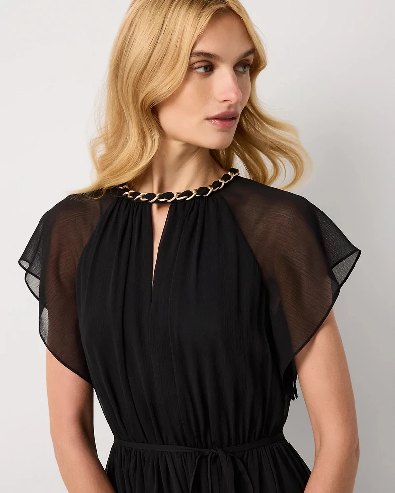 Chain + Keyhole Detail Midi Dress