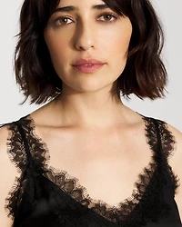 Lace Trimmed Satin Camisole