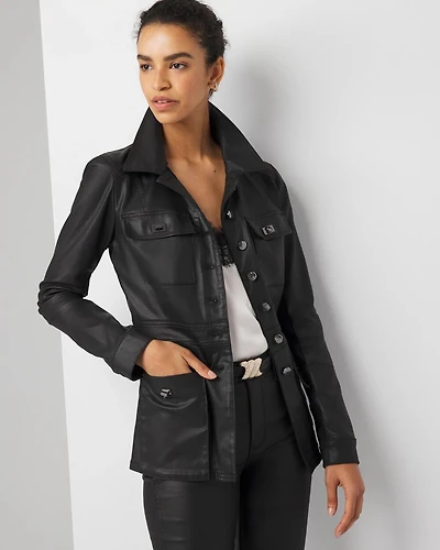 Coated Denim Utility Jacket