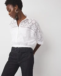 Kimono Sleeve Eyelet Shirt