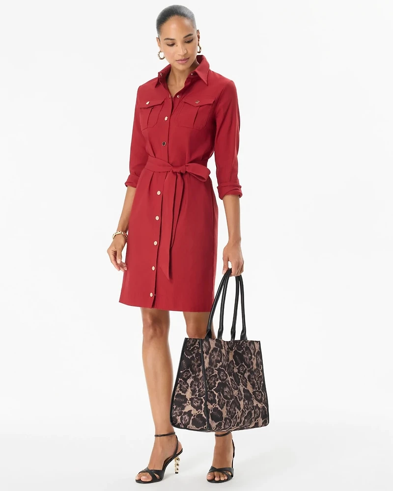 Petite Long Sleeve Shirt Dress
