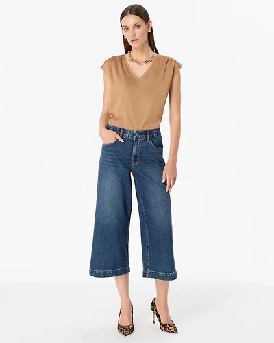 High-Rise Wide-Leg Culotte Jean