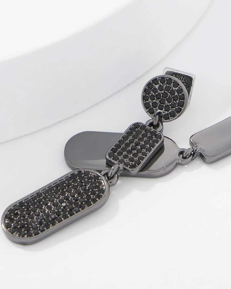 Hematite + Pavé Earrings