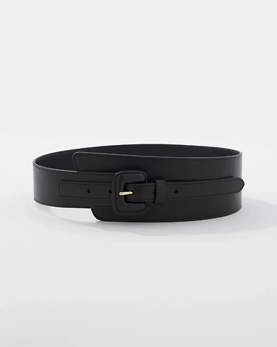Faux Leather Asymmetrical Wide Belt