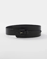 Faux Leather Asymmetrical Wide Belt