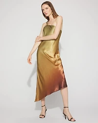 Petite One-Shoulder Ombre Satin Slip Dress