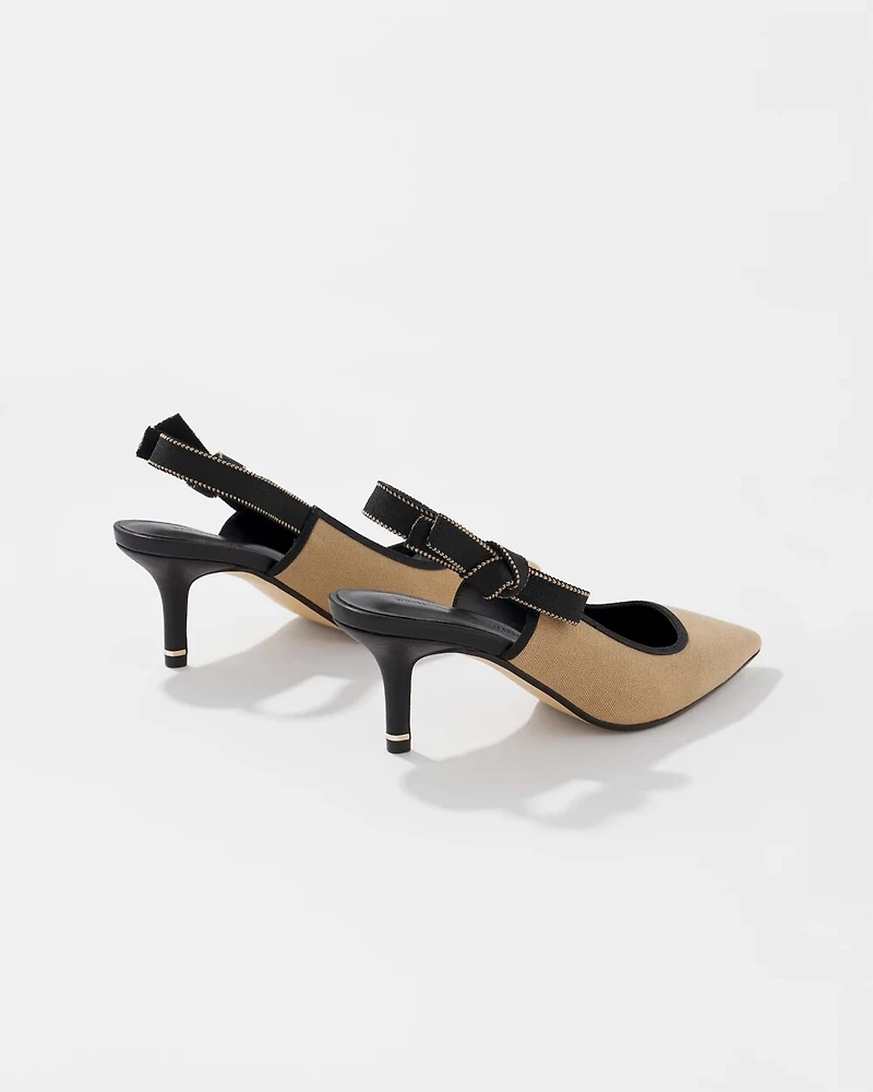 Canvas Slingback Kitten Heel Pump