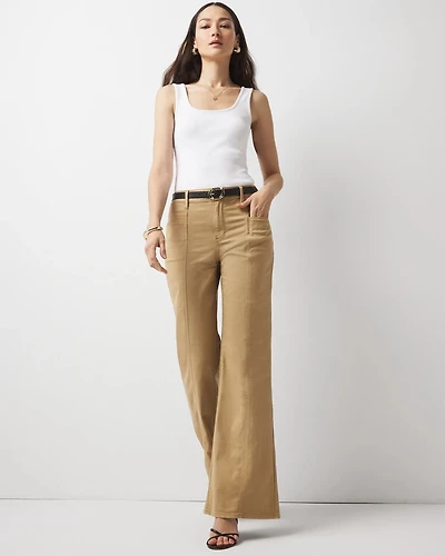 High-Rise Pret Double Pocket Wide-Leg Pant