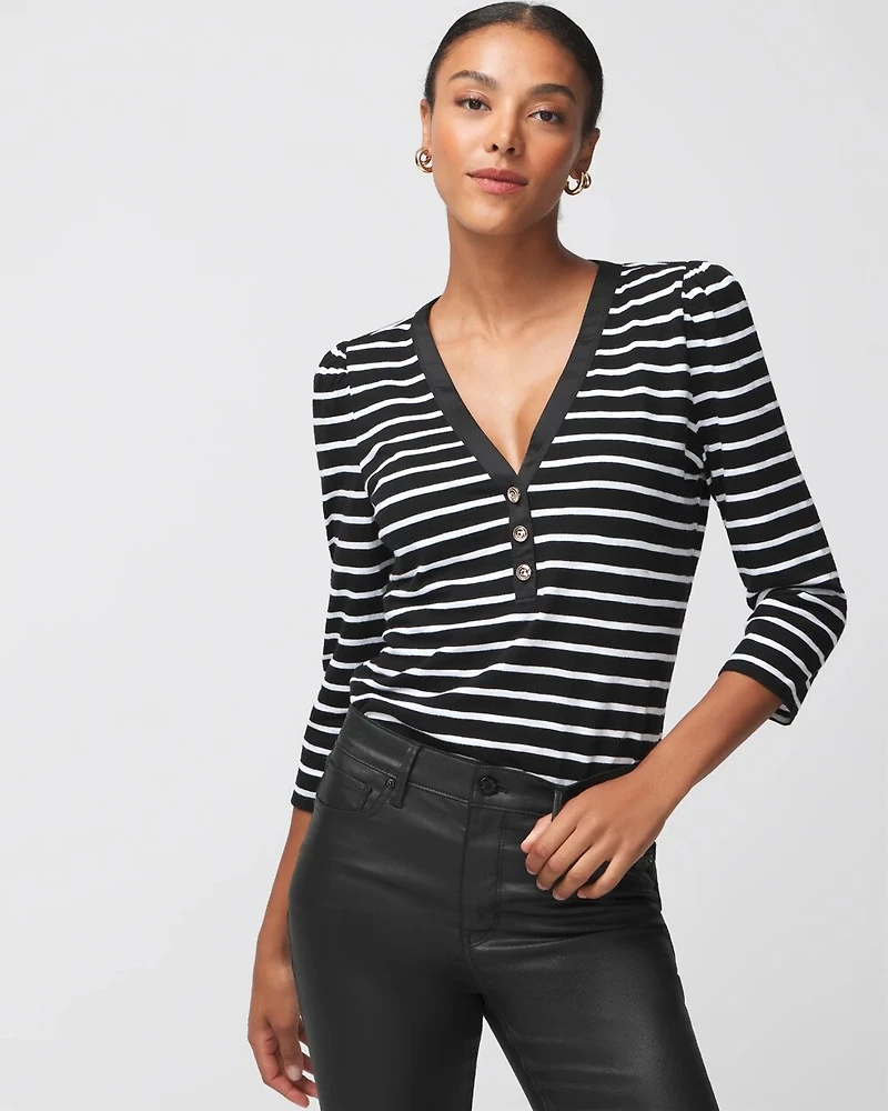 3/4 Sleeve Henley Tee