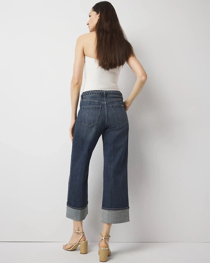 High-Rise Cuffed Wide Leg Cropped Jean
