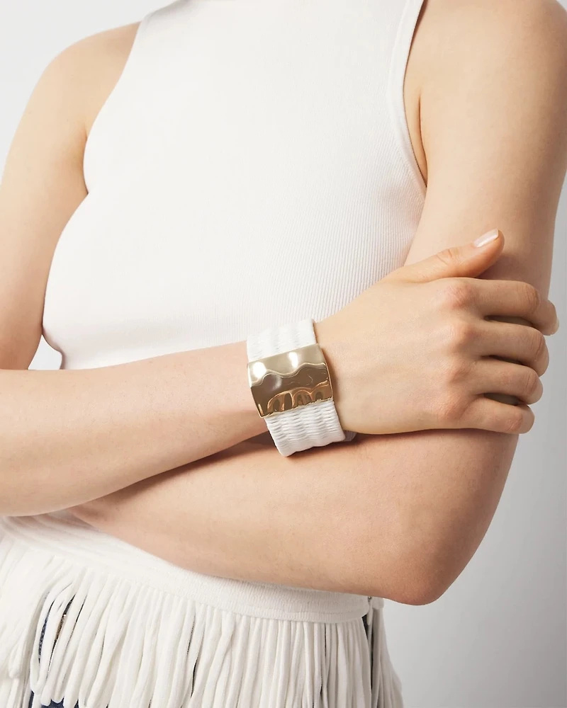 Ecru Raffia + Gold Cuff