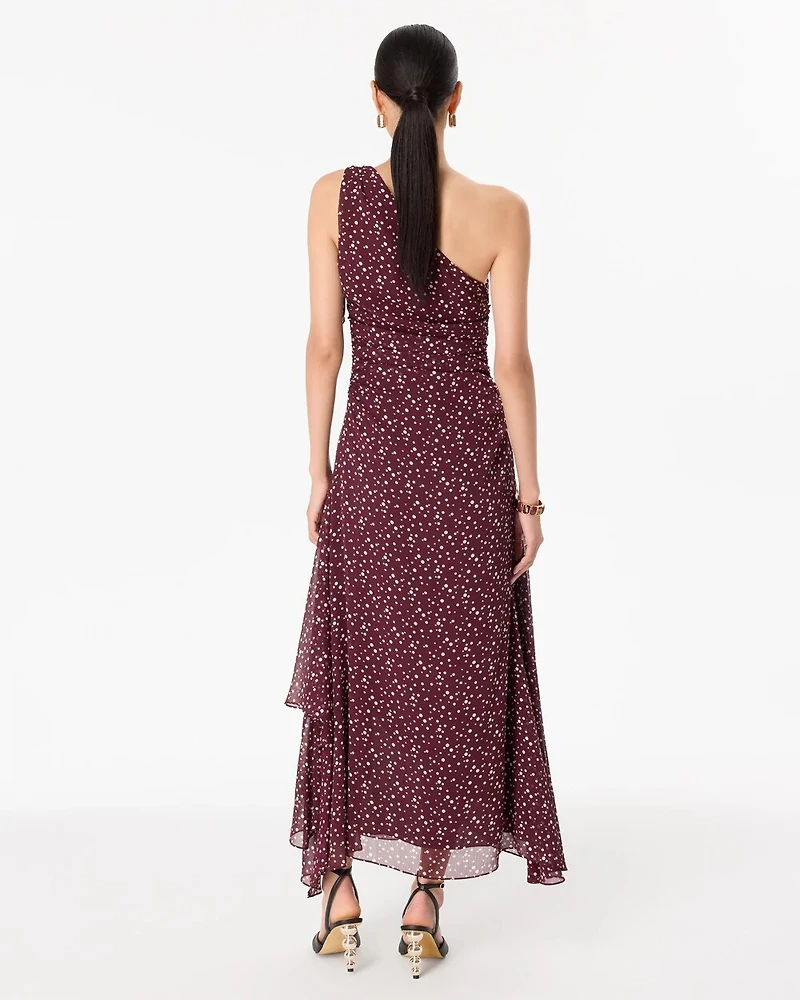 Petite One-Shoulder Chiffon Maxi Dress