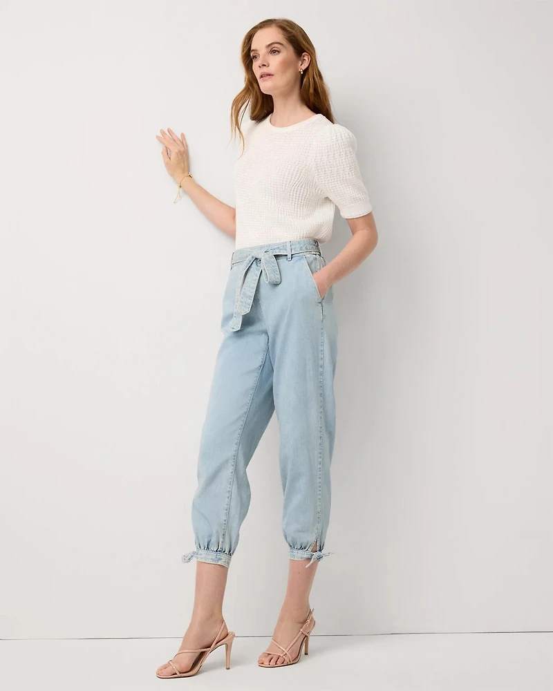 Petite High Rise Tapered Ankle Featherweight Jean