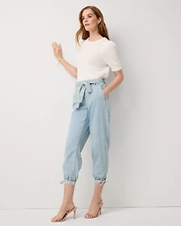 Petite High Rise Tapered Ankle Featherweight Jean